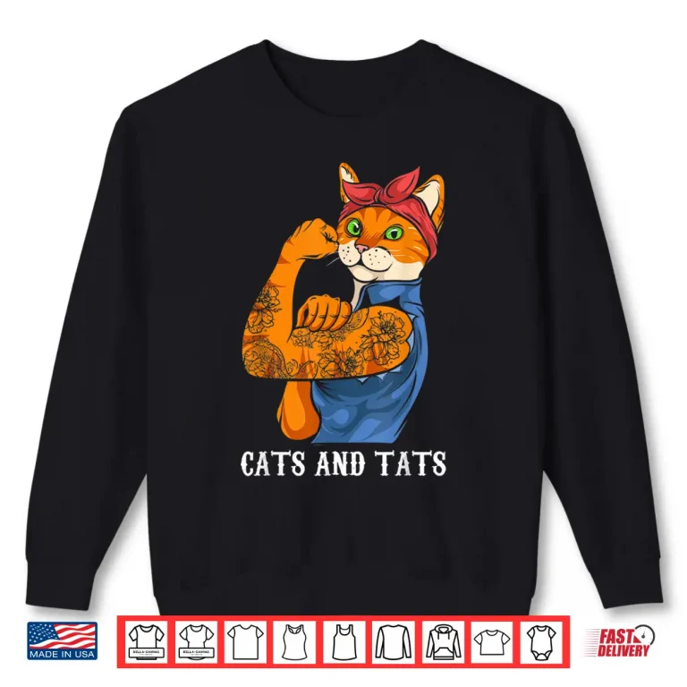 Sweatshirt Cats And Tats Tattoo Cat Feline Aesthetic Graphic Shirt