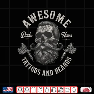 Design Awesome Tattoos And Beards Bearded Father Professional Shirt
