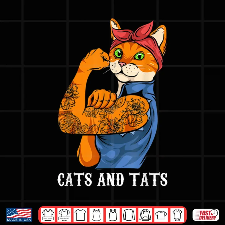 Design Cats And Tats Tattoo Cat Feline Aesthetic Graphic Shirt