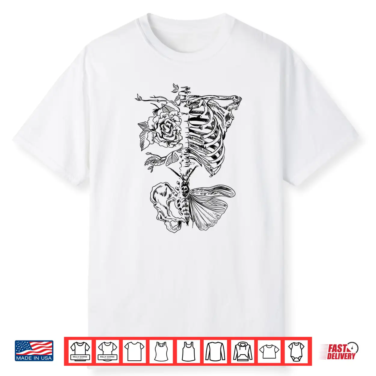 Rose Butterfly Skeleton Tattoo Artist Ribcage Aesthetic Shirt Rose Butterfly Skeleton Tattoo Artist Ribcage Aesthetic Shirt