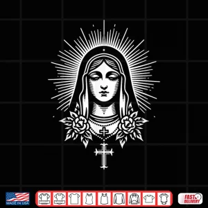 Design Mother Mary Traditional Tattoo Artist Inked Religious Shirt