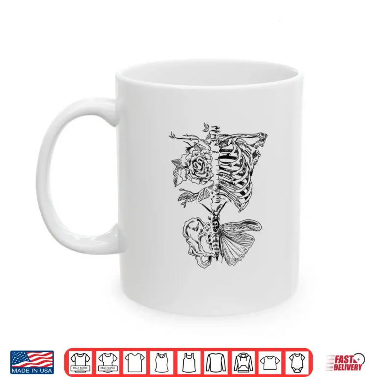 Mug Rose Butterfly Skeleton Tattoo Artist Ribcage Aesthetic Shirt