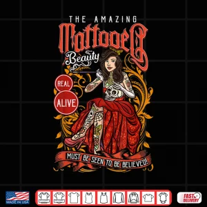 Design Tattooed Lady Circus Freak Show Carnival Vintage Graphic Shirt