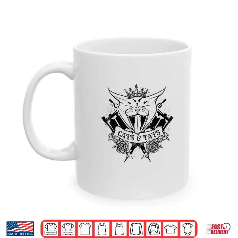 Mug Cats And Tats Tattoo Gun Feline Lover Professional Shirt