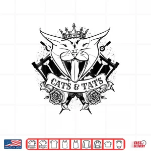 Design Cats And Tats Tattoo Gun Feline Lover Professional Shirt