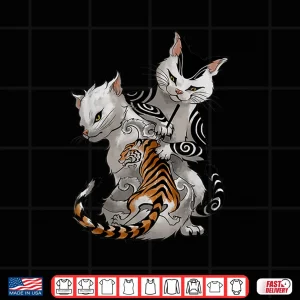 Design Irezumi Cat Traditional Japanese Tattoo Artistic Shirt