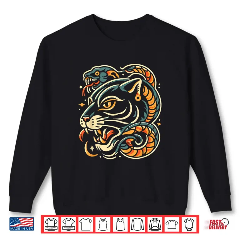 Sweatshirt Snake And Panther Traditional Tattoo Artist Ink Design Shirt