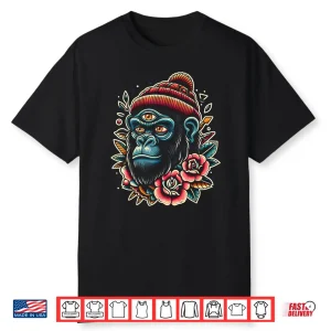 Three Eyed Gorilla Monkey Traditional Inked Artist Shirt