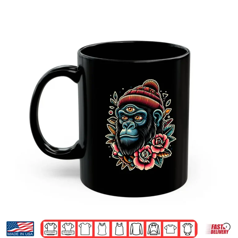 Mug Three Eyed Gorilla Monkey Traditional Inked Artist Shirt