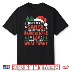 Bearded Man Lap Sarcastic Holiday Humor Graphic Shirt