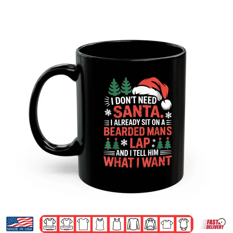 Mug Bearded Man Lap Sarcastic Holiday Humor Graphic Shirt