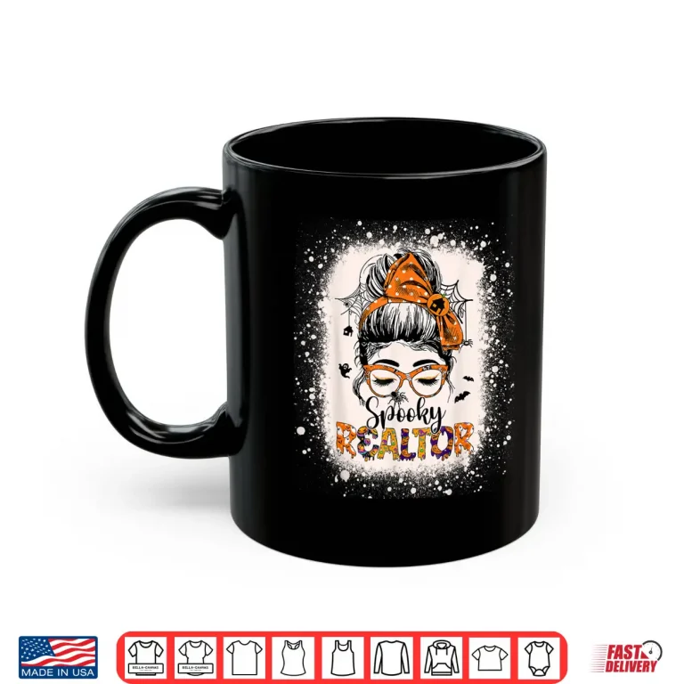 Mug Spooky Real Estate Agent Halloween Messy Bun Graphic Shirt