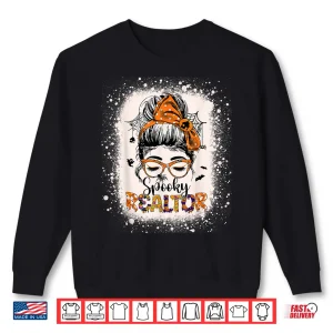 Sweatshirt Spooky Real Estate Agent Halloween Messy Bun Graphic Shirt 1