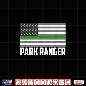 Design Park Ranger Green Line American Flag Wildlife Game Warden Shirt