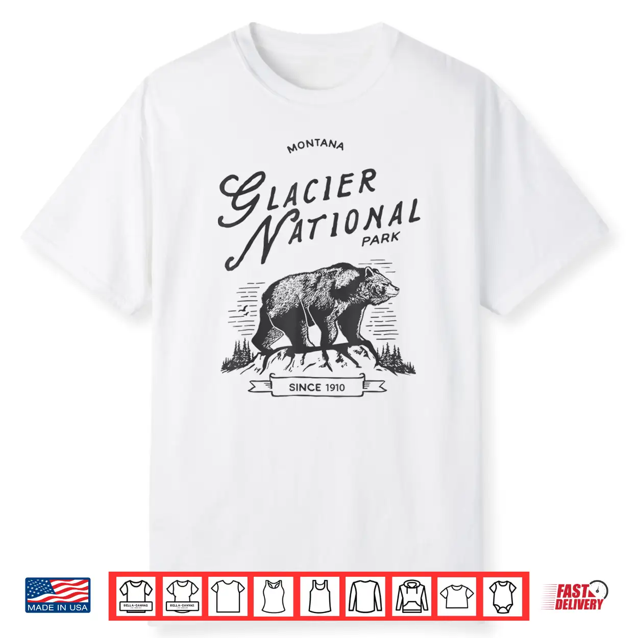 Vintage Glacier National Park Retro Bear Montana Graphic Shirt Vintage Glacier National Park Retro Bear Montana Graphic Shirt