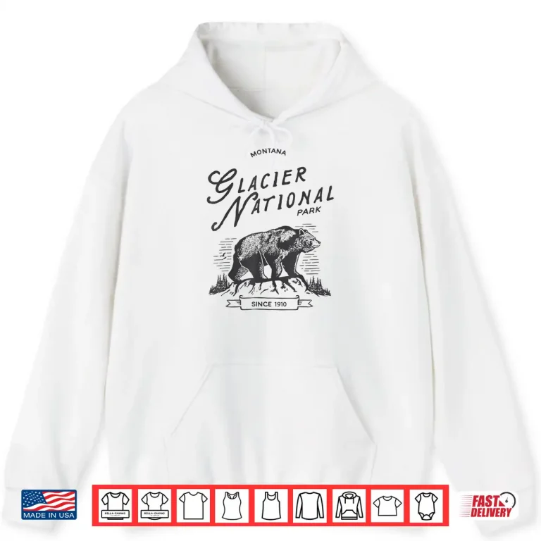 Hoodie Vintage Glacier National Park Retro Bear Montana Graphic Shirt