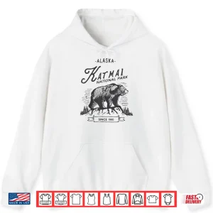 Hoodie Vintage Katmai National Park Retro Bear Alaska Graphic Shirt
