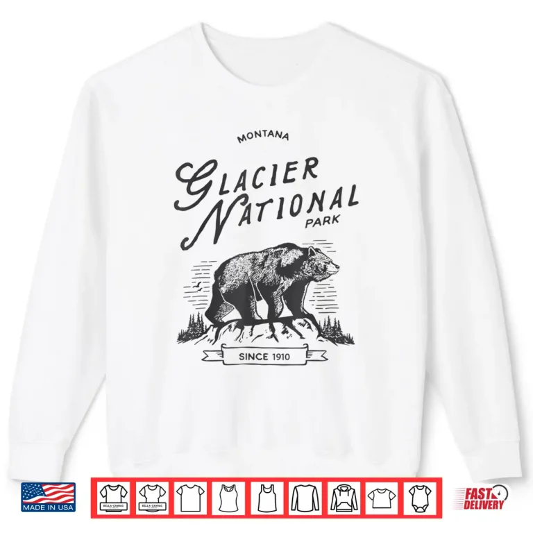 Sweatshirt Vintage Glacier National Park Retro Bear Montana Graphic Shirt