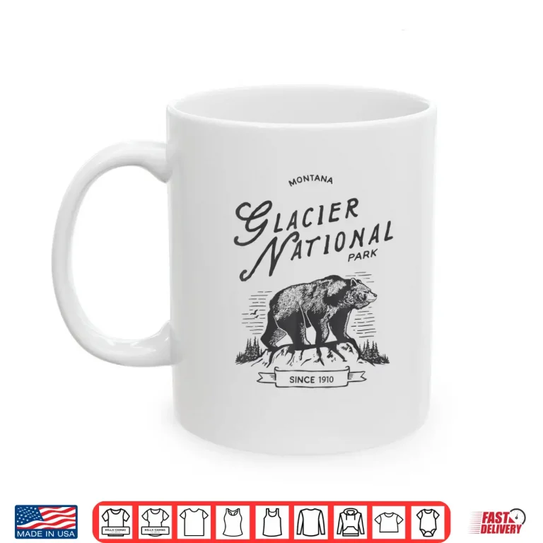 Mug Vintage Glacier National Park Retro Bear Montana Graphic Shirt