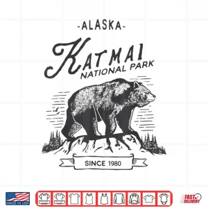 Design Vintage Katmai National Park Retro Bear Alaska Graphic Shirt