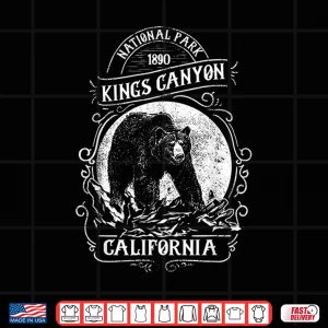 Design Vintage Kings Canyon National Park Retro Bear California Shirt