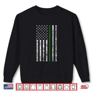Sweatshirt Distressed Thin Green Line American Flag Park Ranger Shirt