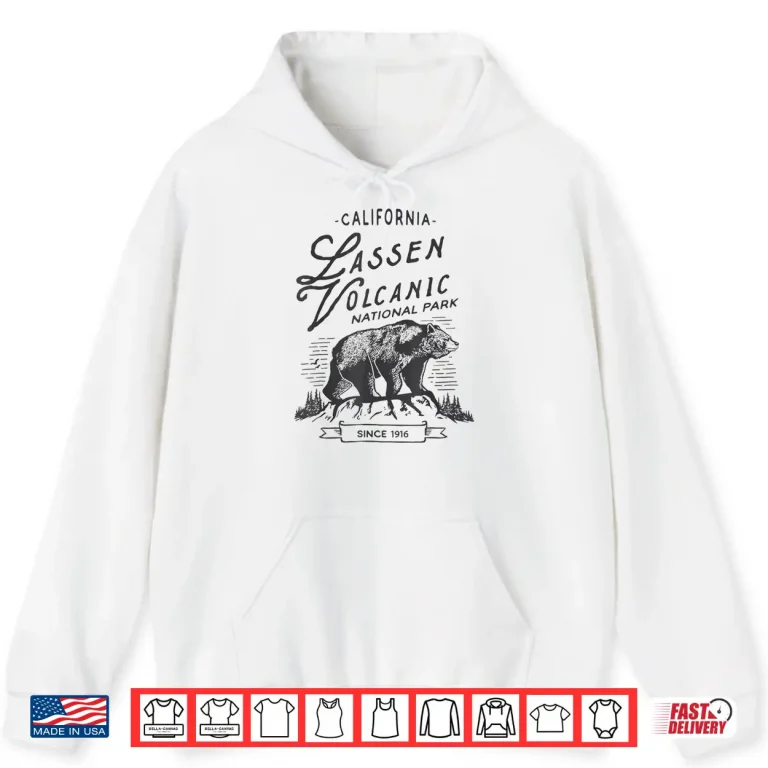 Hoodie Vintage Lassen Volcanic National Park Retro Bear California Shirt