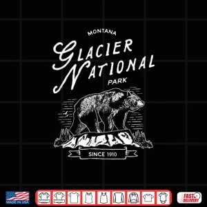 Design Vintage Glacier National Park Retro Bear Montana Aesthetic Shirt