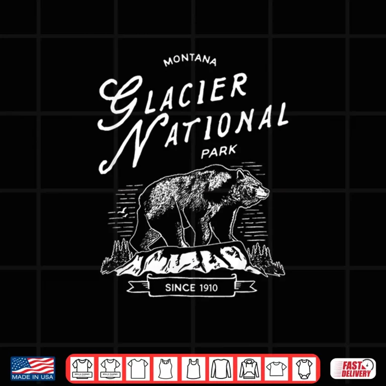 Design Vintage Glacier National Park Retro Bear Montana Aesthetic Shirt