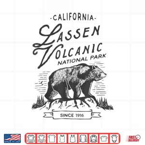 Design Vintage Lassen Volcanic National Park Retro Bear California Shirt