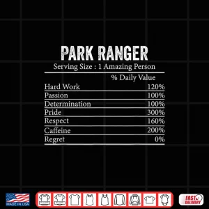 Design Park Ranger Nutrition Facts Professional Information Graphic Shirt
