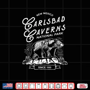 Design Vintage Carlsbad Caverns National Park Retro Bear New Mexico Shirt