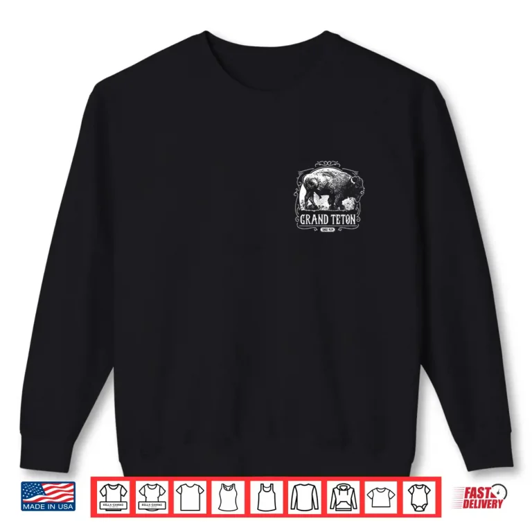 Sweatshirt Vintage Grand Teton National Park Retro Bison Wyoming Shirt
