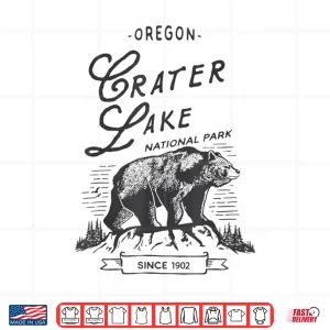 Design Vintage Crater Lake National Park Retro Bear Oregon Graphic Shirt