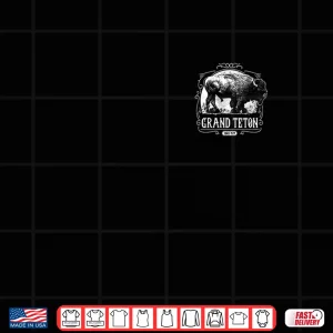 Design Vintage Grand Teton National Park Retro Bison Wyoming Shirt