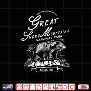 Design Vintage Great Smoky Mountains National Park Retro Bear Shirt