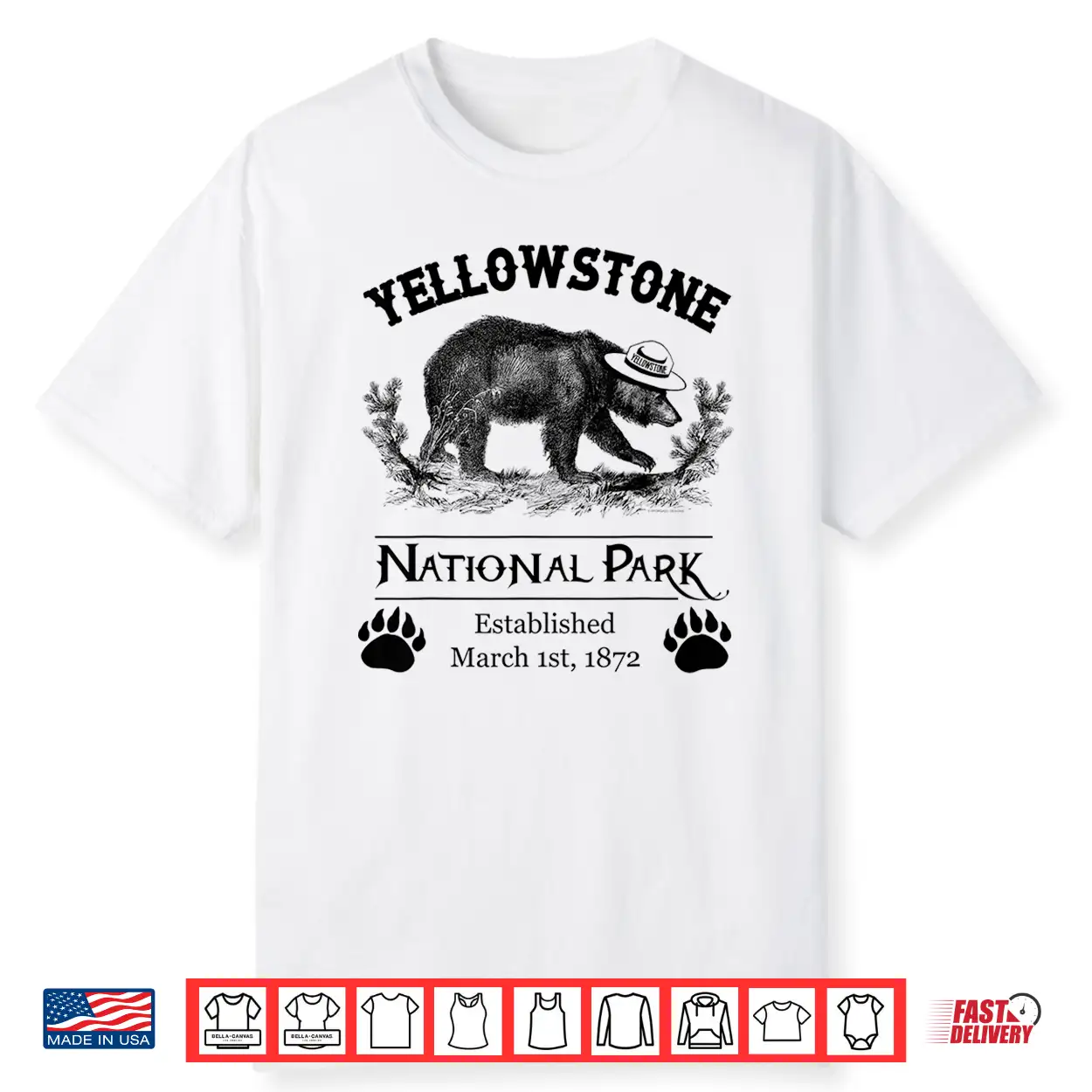 Yellowstone National Park Grizzly Bear Claw Ranger Hat Shirt Yellowstone National Park Grizzly Bear Claw Ranger Hat Shirt