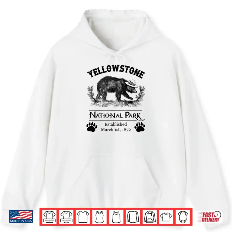 Hoodie Yellowstone National Park Grizzly Bear Claw Ranger Hat Shirt