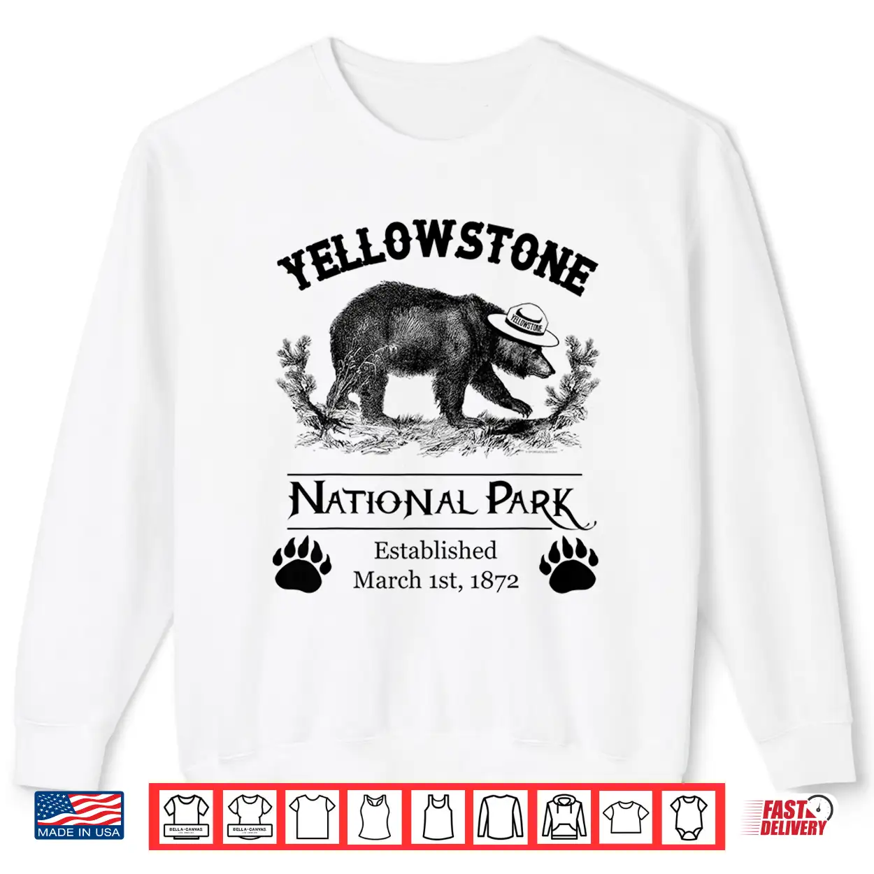 Yellowstone National Park Grizzly Bear Claw Ranger Hat Shirt Yellowstone National Park Grizzly Bear Claw Ranger Hat Shirt