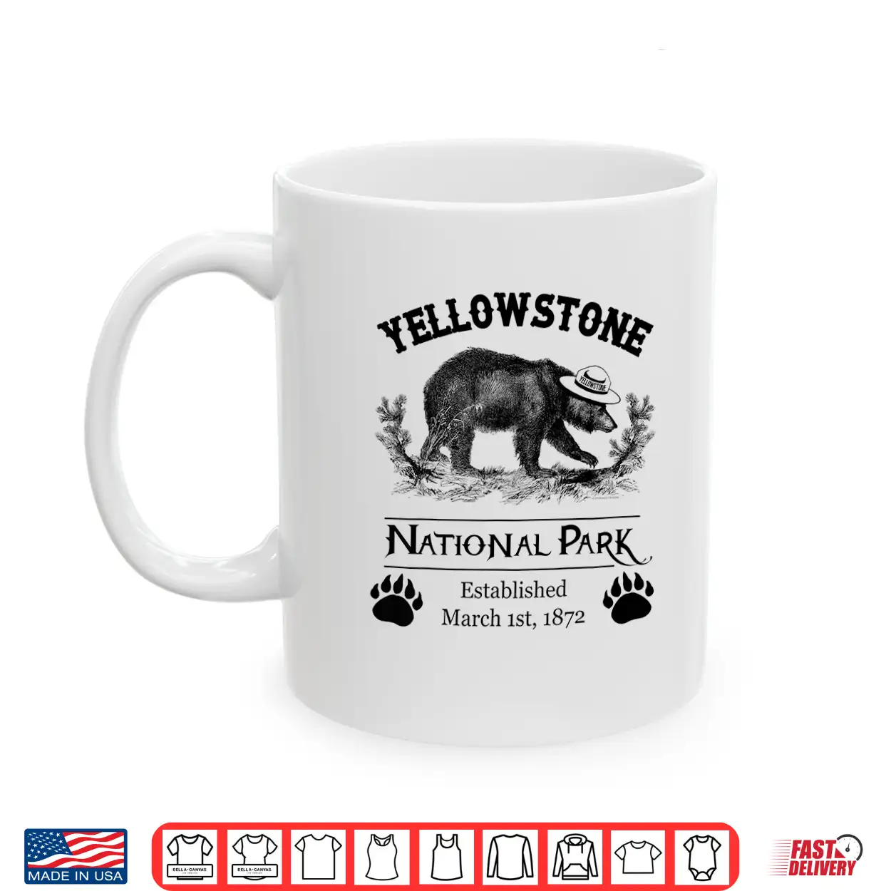 Yellowstone National Park Grizzly Bear Claw Ranger Hat Shirt Yellowstone National Park Grizzly Bear Claw Ranger Hat Shirt