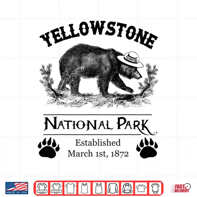 Design Yellowstone National Park Grizzly Bear Claw Ranger Hat Shirt