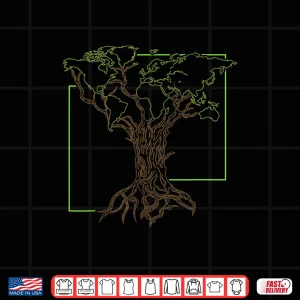 Design Arborist Gardener Tree World Map Nature Lover Graphic Shirt