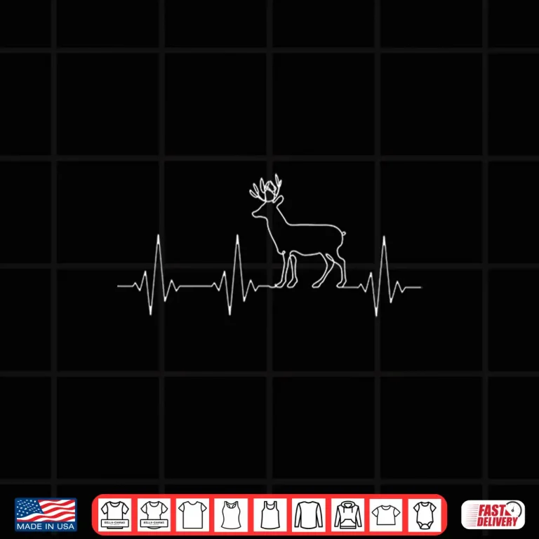 Design Deer With Antlers Heartbeat Hunter Athletic Graphic Shirt
