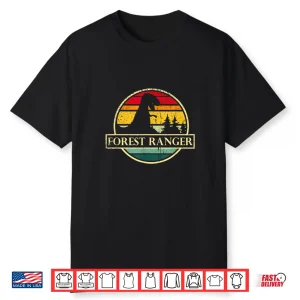 Retro Forest Ranger Dinosaur Nature Camping Vintage Shirt