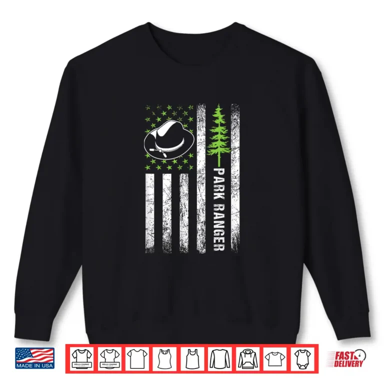 Sweatshirt Retro Ranger Park American Flag Forest Nature Shirt