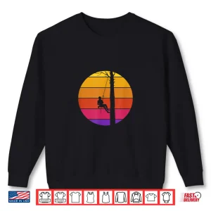 Sweatshirt Retro Sunset 80S Arborist Lumberjack Tree Cutter Gift Shirt