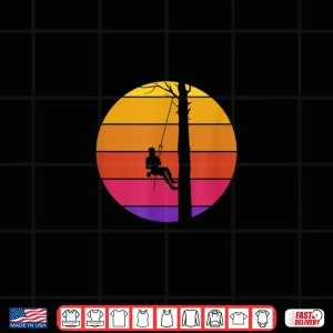 Design Retro Sunset 80S Arborist Lumberjack Tree Cutter Gift Shirt