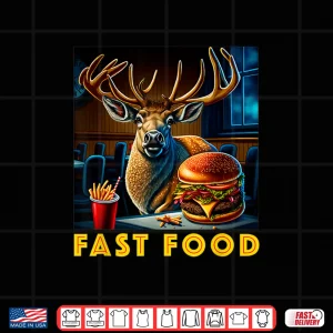 Design Deer Fast Food Retro Buck Vintage Huntsman Graphic Shirt