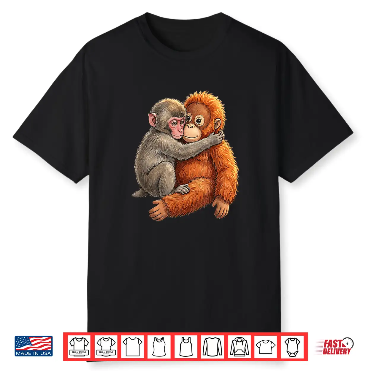 Baby Macaque Hugging Plush Cute Japanese Monkey Graphic Shirt Baby Macaque Hugging Plush Cute Japanese Monkey Graphic Shirt