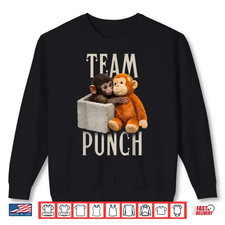 Sweatshirt Baby Monkey Team Punch Viral Character Graphic Shirt